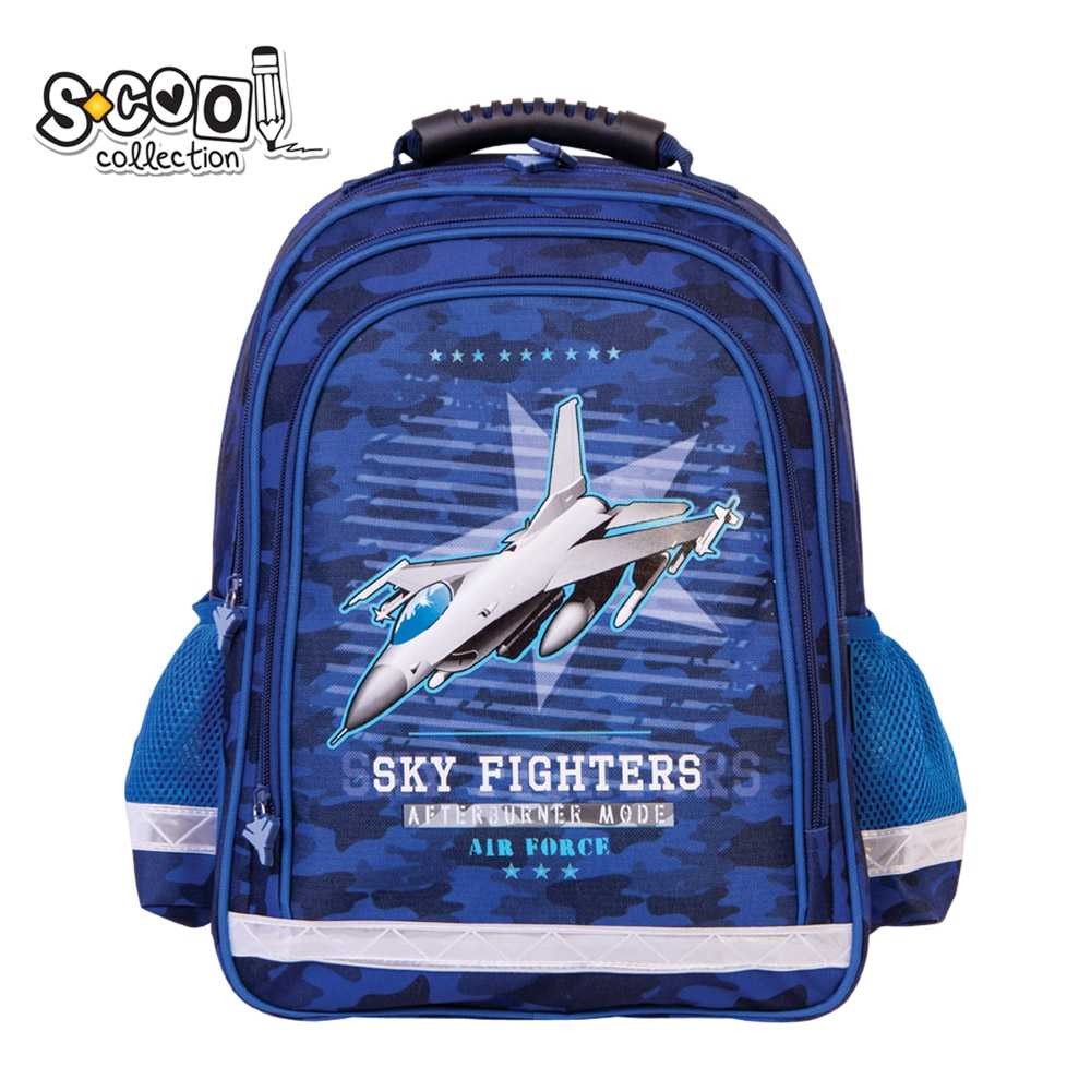 Ghiozdan baieti, Air Force, compartimentare eficienta, reflectorizant, albastru - imagine 7